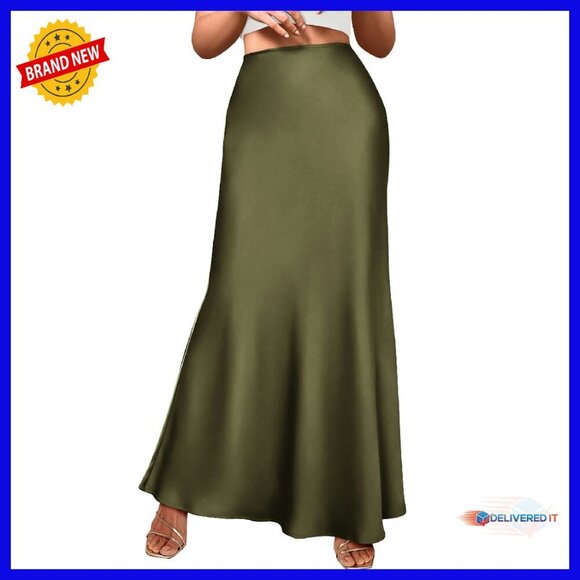 Dresses & Skirts - Mermaid Maxi Skirt High Waisted Satin Business Casual Wedding Guest